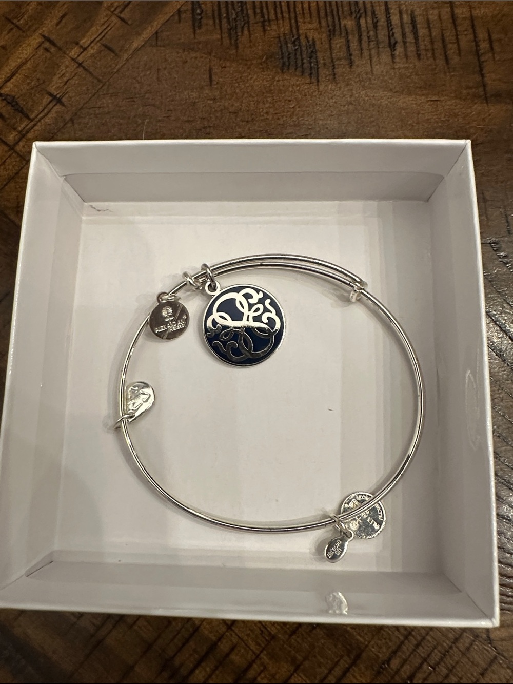 Alex and Ani Silver Expandable Bracelet with Navy Enamel Charm